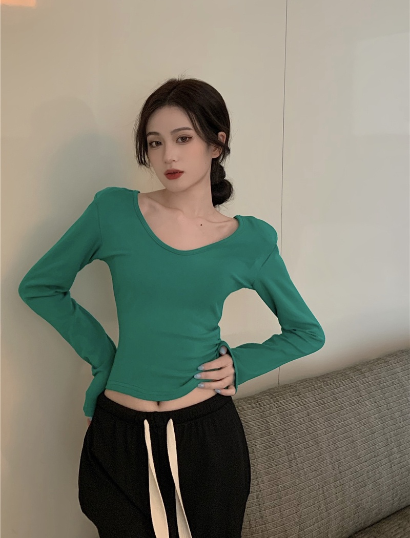 Shoulder pads long sleeve V-neck tops for women
