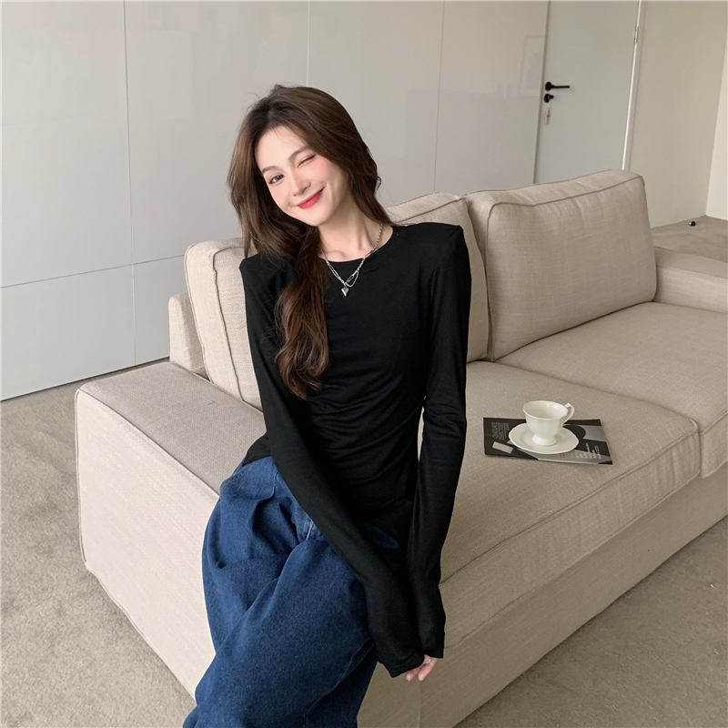 Split slim autumn shoulder pads tops for women