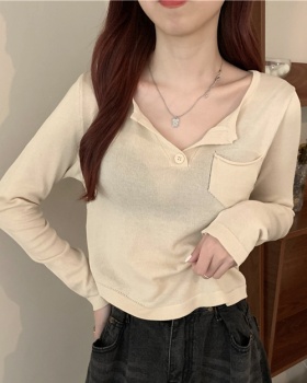 Knitted slim all-match irregular breathable T-shirt