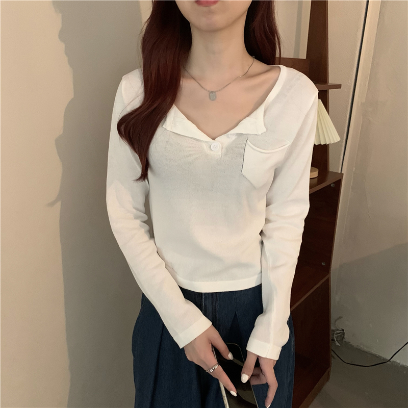 Knitted slim all-match irregular breathable T-shirt