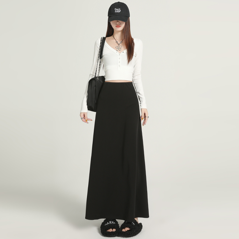 Drape temperament business suit high waist long skirt