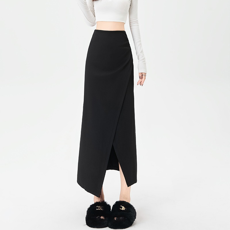 Fold split business suit high waist autumn skirt for women