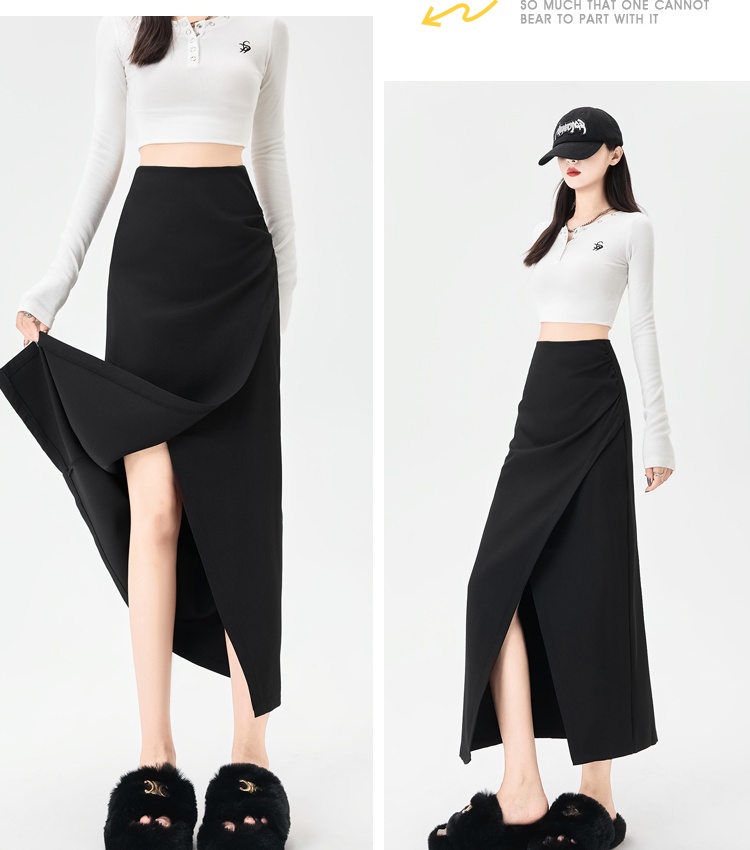 Fold split business suit high waist autumn skirt for women
