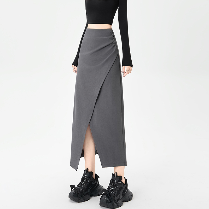 Fold split business suit high waist autumn skirt for women