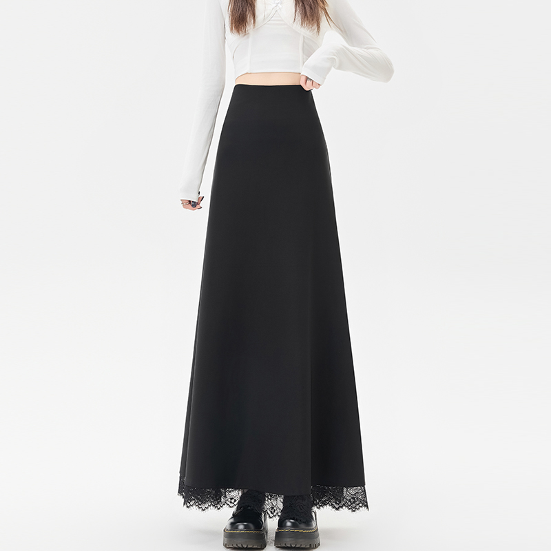 Lace splice business suit autumn A-line skirt for women