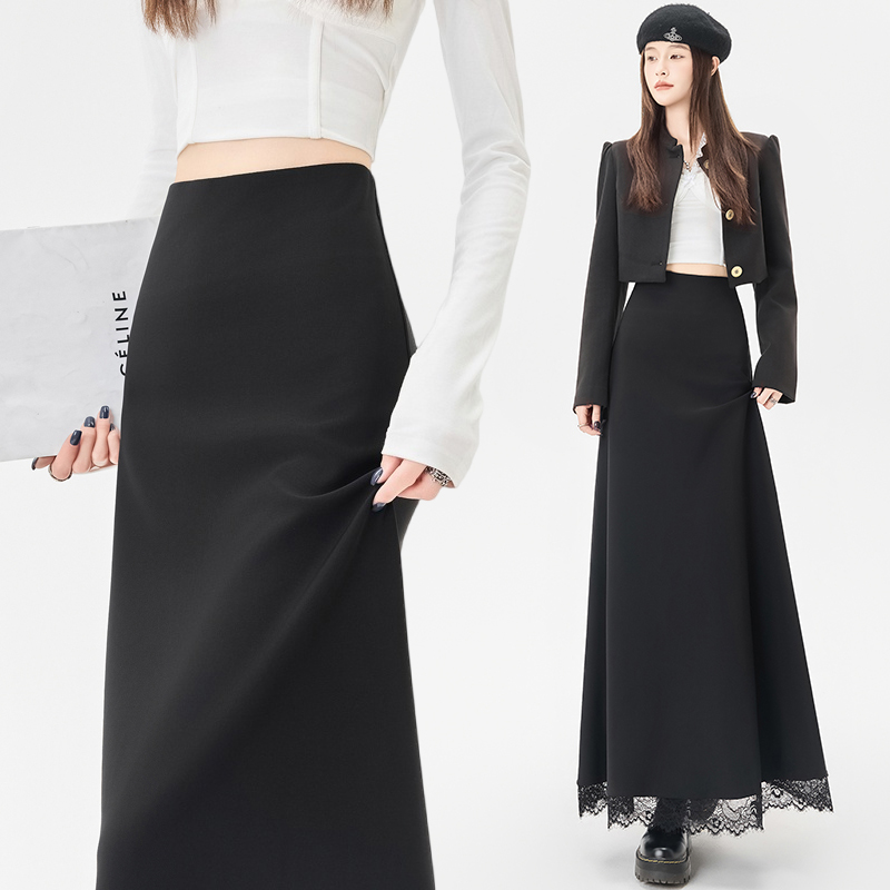 Lace splice business suit autumn A-line skirt for women