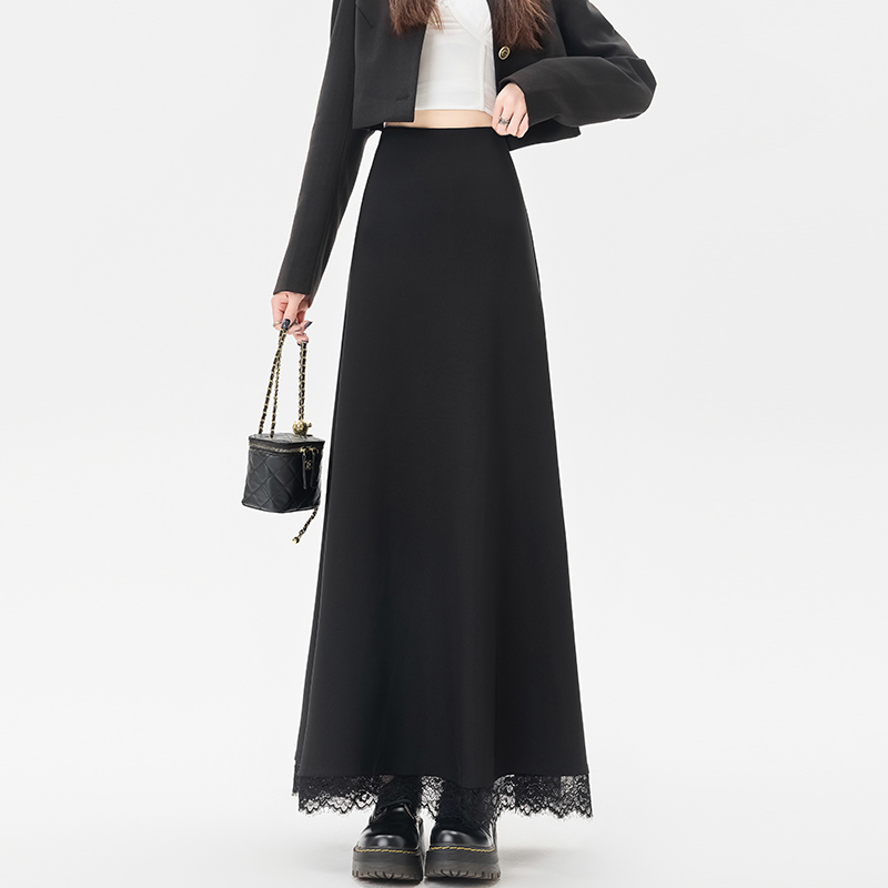 Lace splice business suit autumn A-line skirt for women