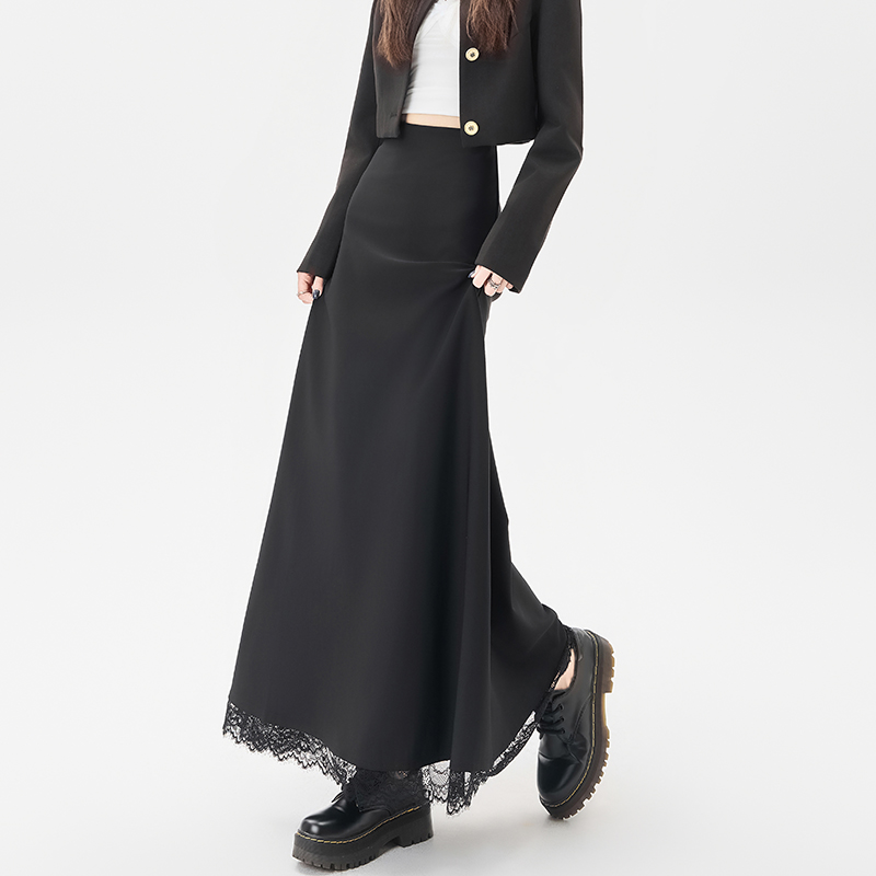 Lace splice business suit autumn A-line skirt for women