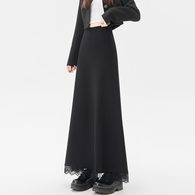 Lace splice business suit autumn A-line skirt for women