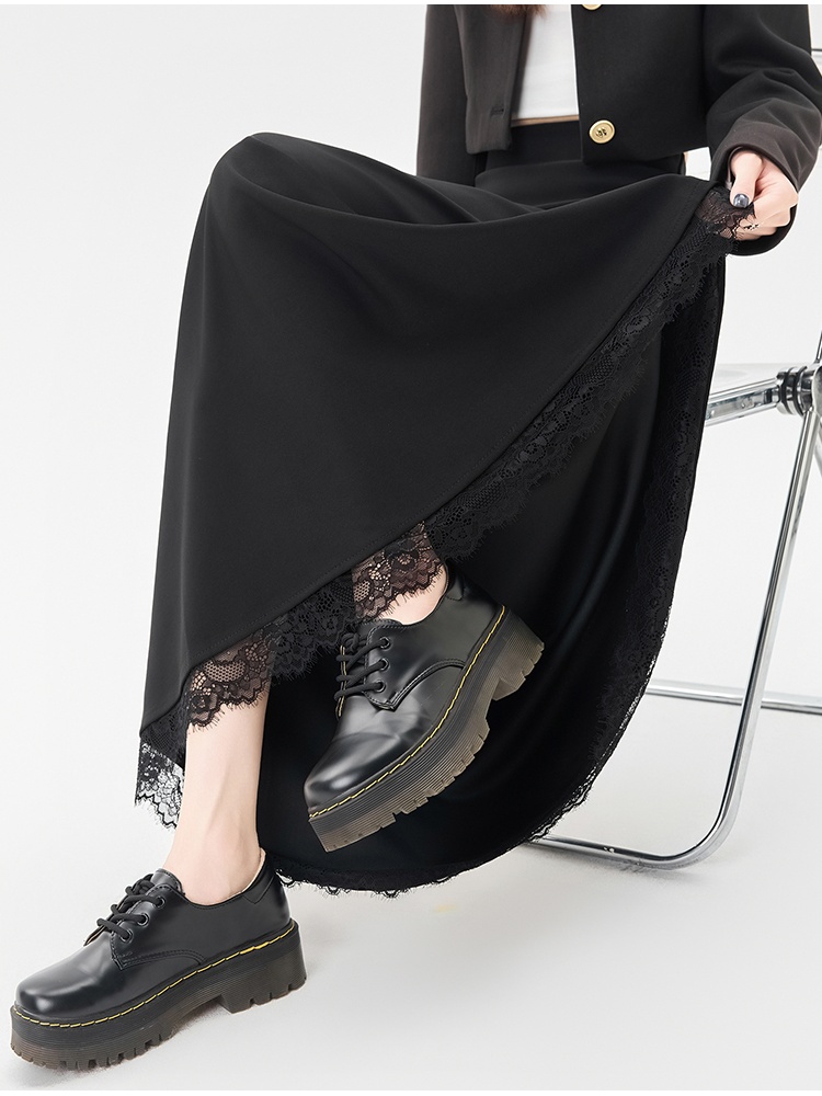Lace splice business suit autumn A-line skirt for women