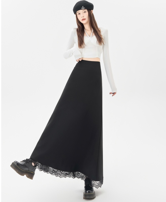 Lace splice business suit autumn A-line skirt for women