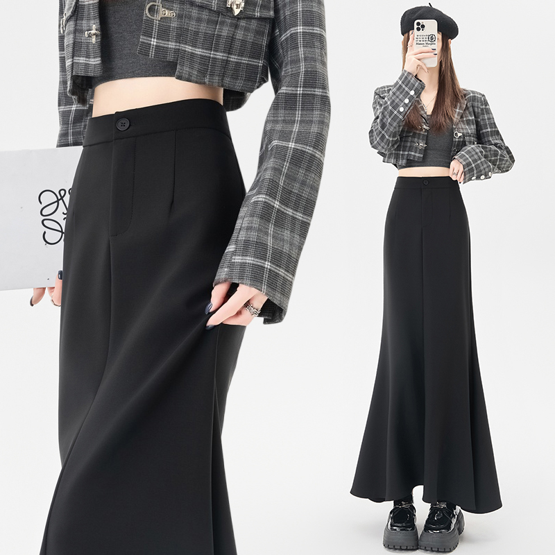 High waist long autumn business suit mermaid drape skirt