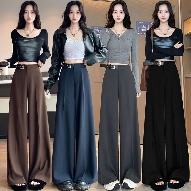 High waist business suit slim wide leg pants for women