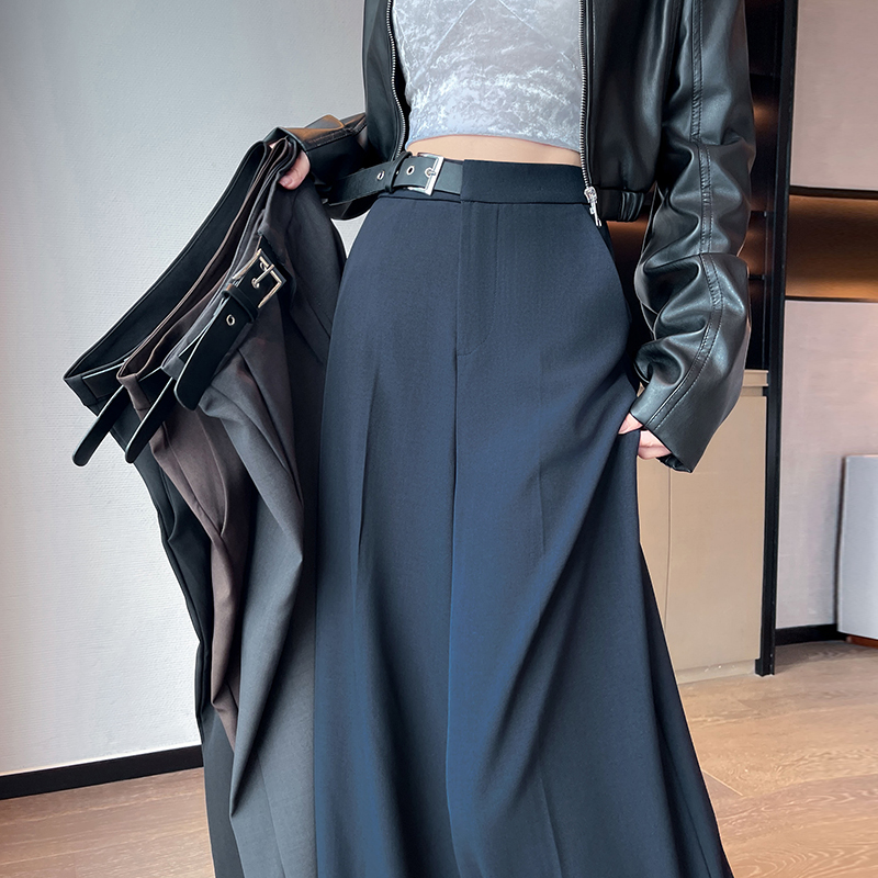 High waist business suit slim wide leg pants for women