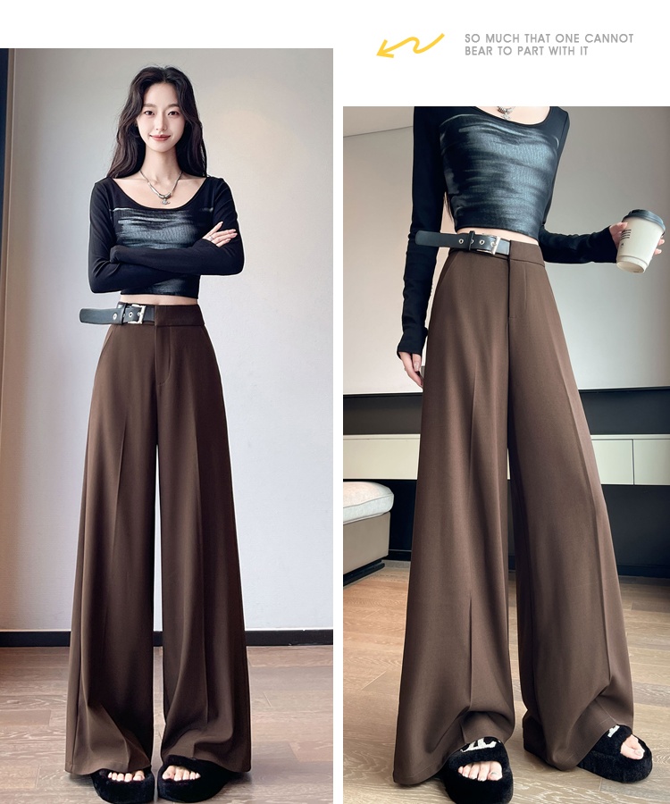 High waist business suit slim wide leg pants for women