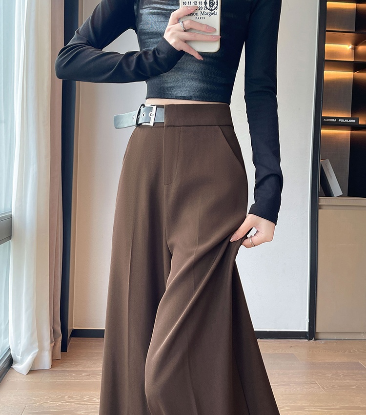 High waist business suit slim wide leg pants for women