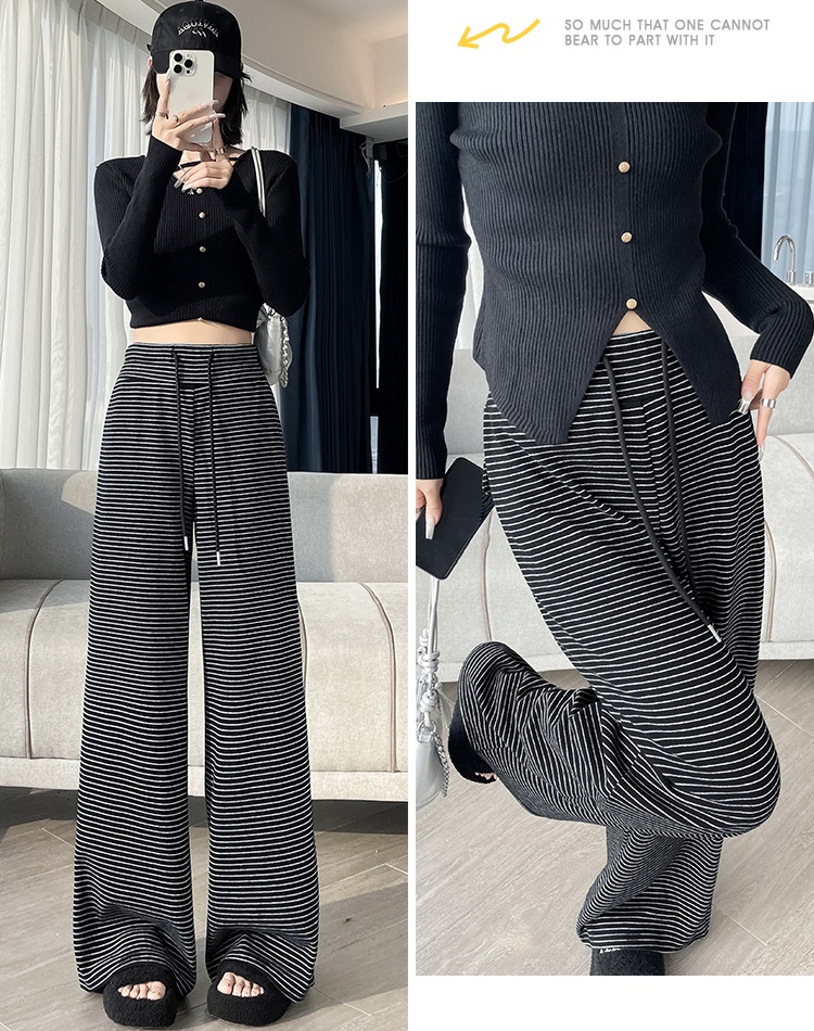 Knitted wide leg pants slim casual pants for women