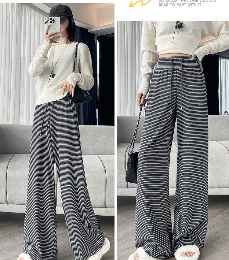 Knitted wide leg pants slim casual pants for women