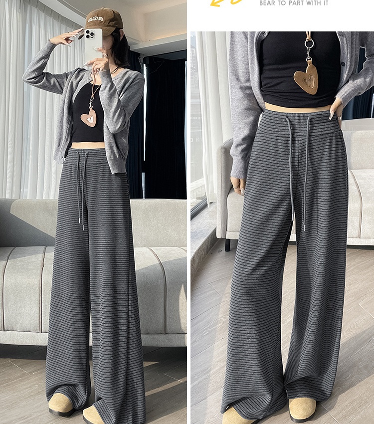Knitted wide leg pants slim casual pants for women
