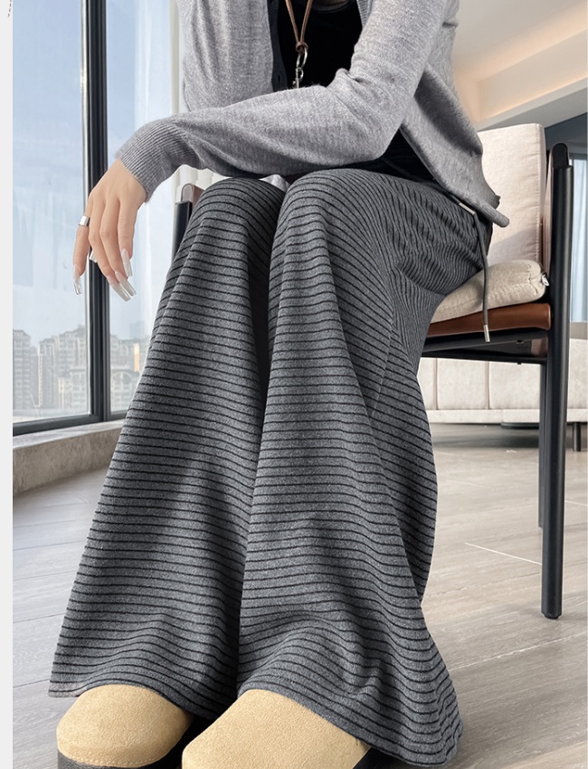 Knitted wide leg pants slim casual pants for women