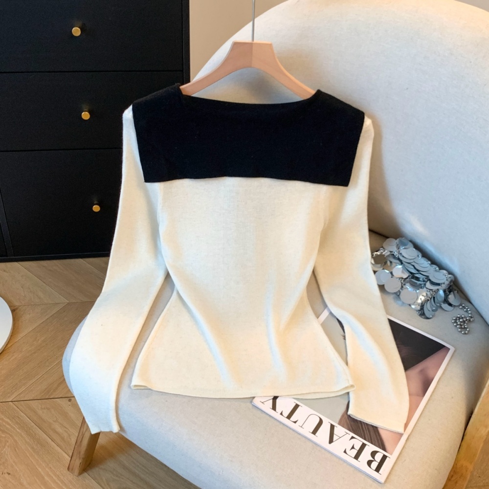 Show young enticement sweater short sleeve bow collar tops