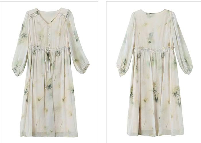 Long sleeve fashion dress V-neck long dress for women