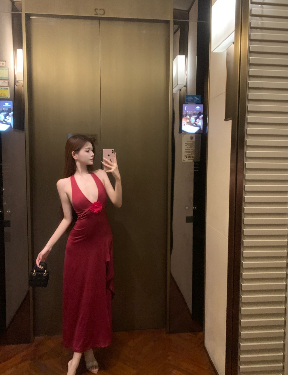 Fashion sexy formal dress flowers V-neck long dress for women