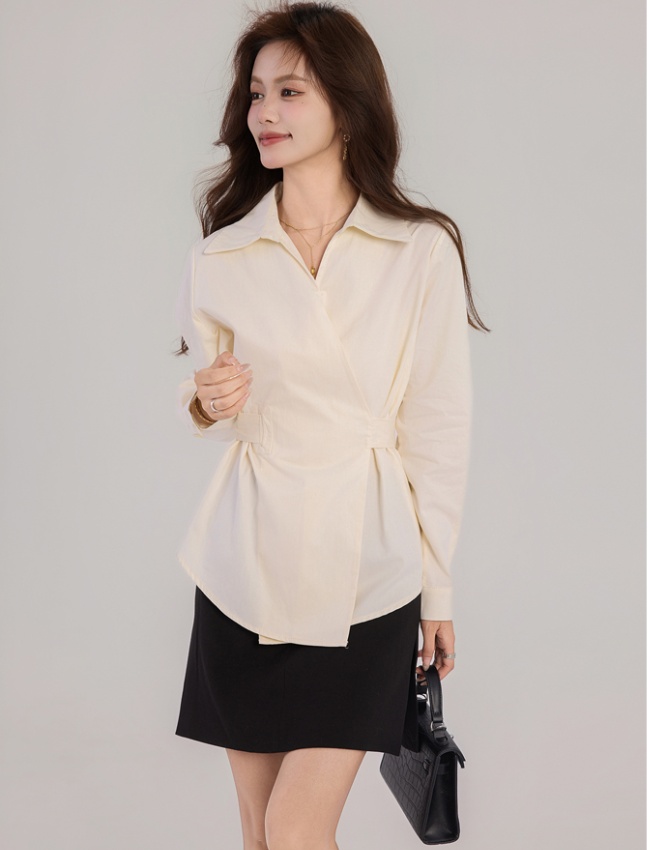 Pinched waist niche France style fashion frenum shirt