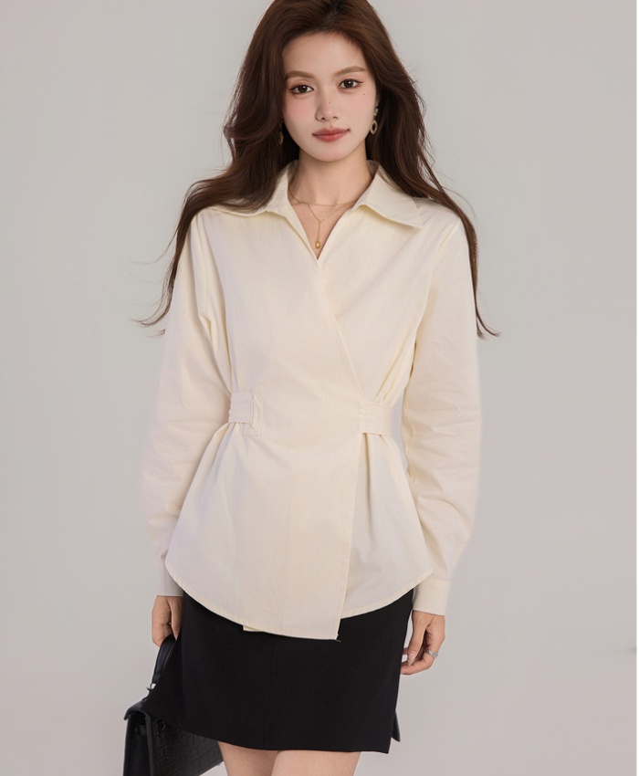 Pinched waist niche France style fashion frenum shirt