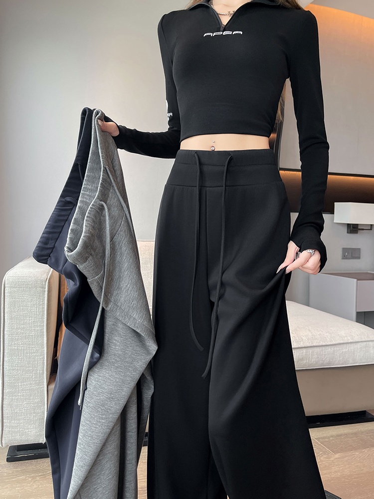 Mopping sweatpants drawstring wide leg pants for women