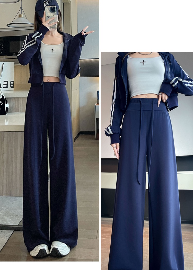 Mopping sweatpants drawstring wide leg pants for women