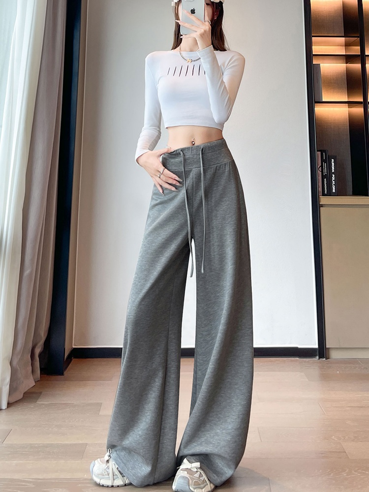 Mopping sweatpants drawstring wide leg pants for women
