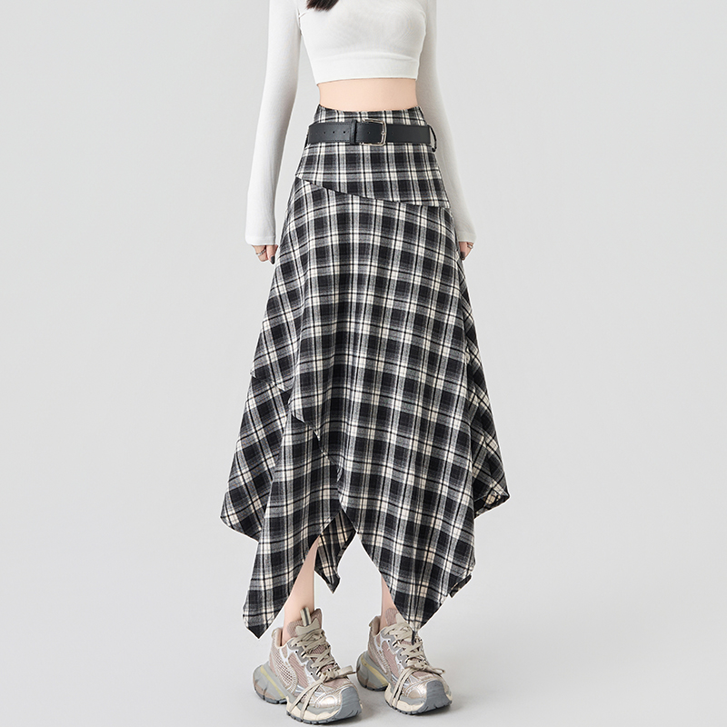 Plaid long skirt Korean style skirt for women