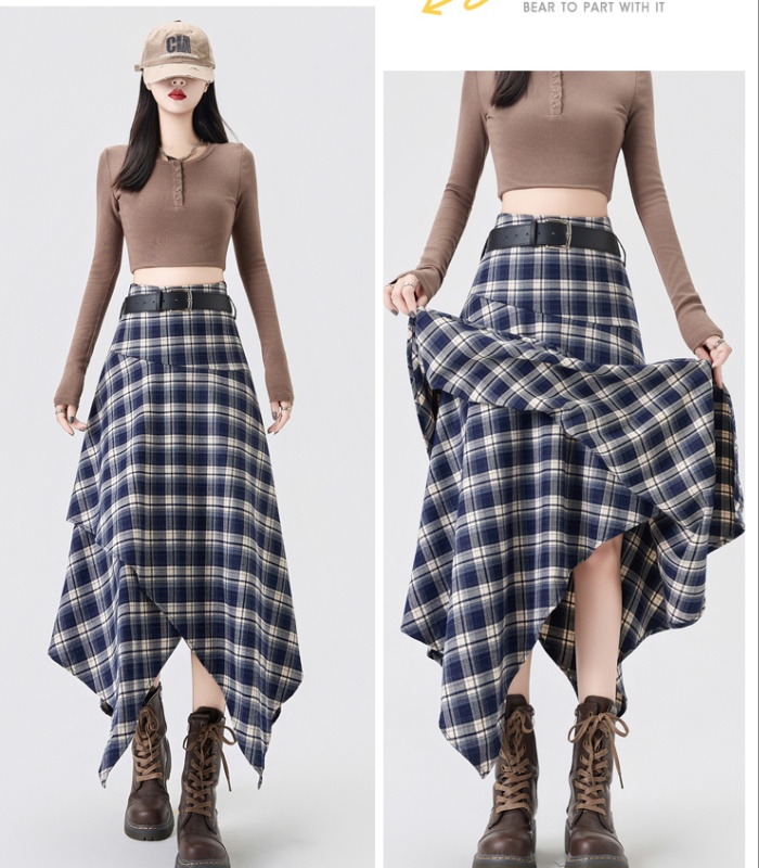 Plaid long skirt Korean style skirt for women