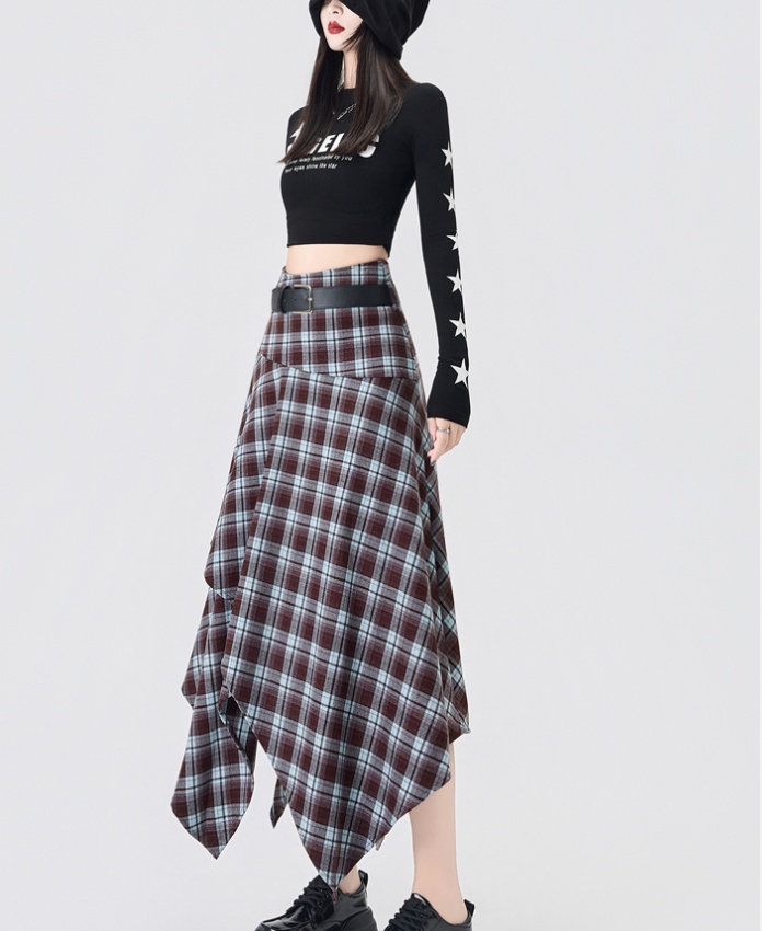 Plaid long skirt Korean style skirt for women