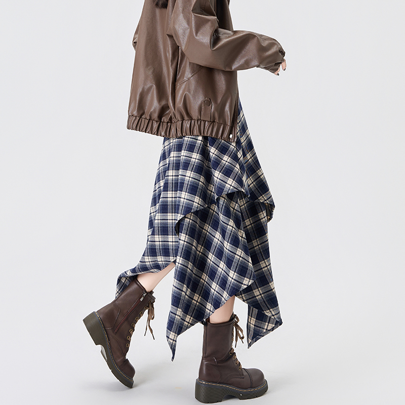 Plaid long skirt Korean style skirt for women