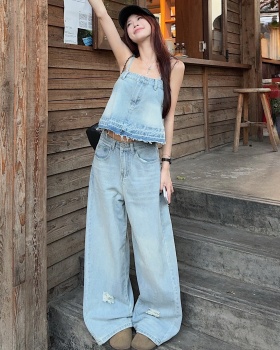 Temperament show young pants medium waist tops a set