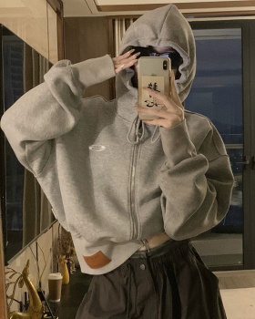 Hooded couples autumn jacket short retro coat for women