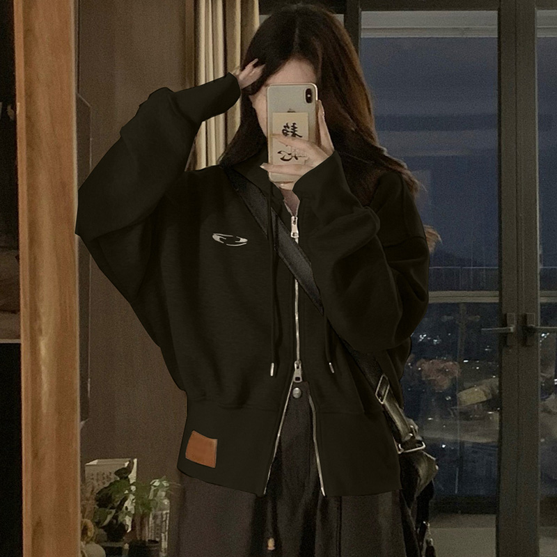 Hooded couples autumn jacket short retro coat for women