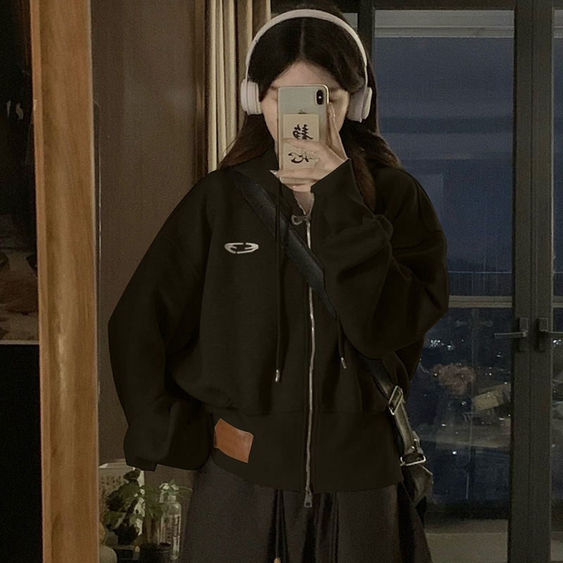 Hooded couples autumn jacket short retro coat for women