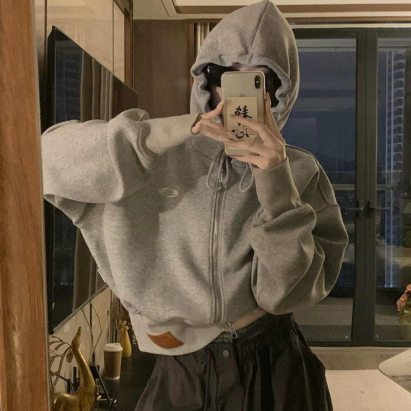 Hooded couples autumn jacket short retro coat for women