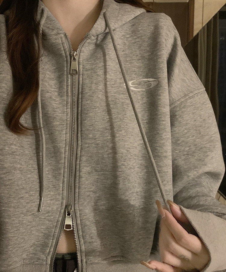 Hooded couples autumn jacket short retro coat for women