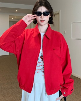 Autumn classic short coat Casual red jacket for women