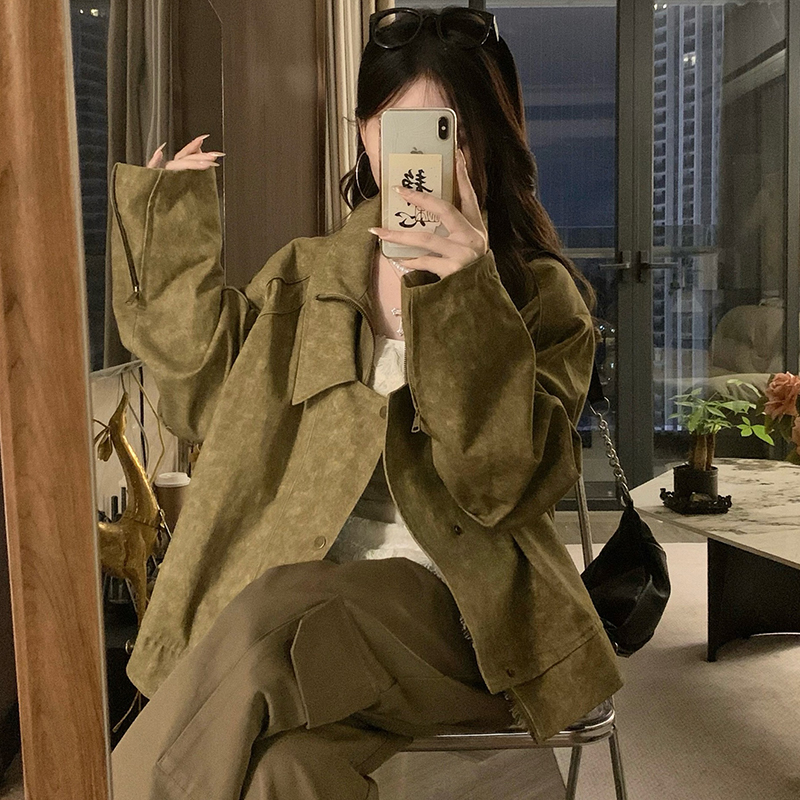 All-match rivet street coat loose autumn locomotive tops