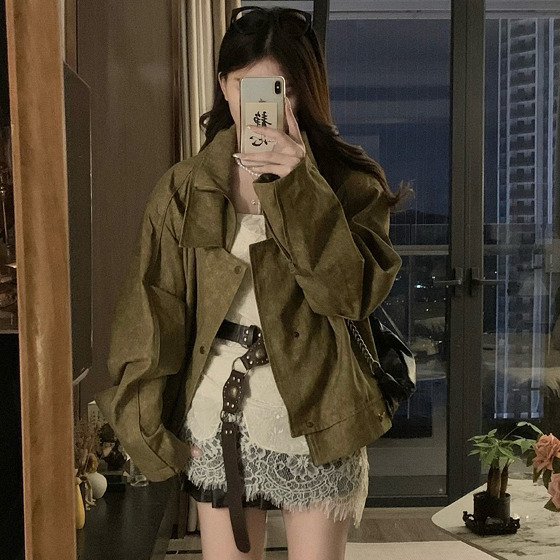All-match rivet street coat loose autumn locomotive tops