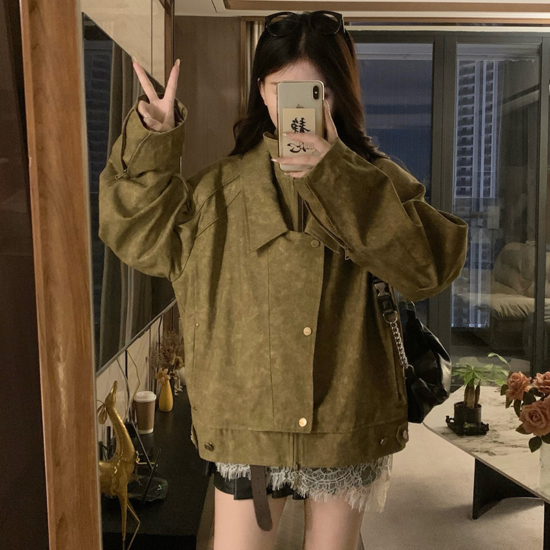 All-match rivet street coat loose autumn locomotive tops