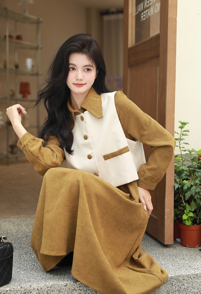 Korean style waistcoat shirt 2pcs set for women