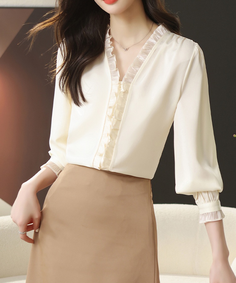 France style chiffon shirt niche satin tops for women
