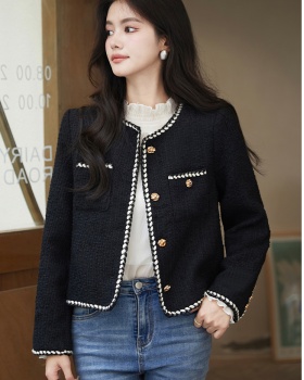 France style autumn tops black ladies coat for women