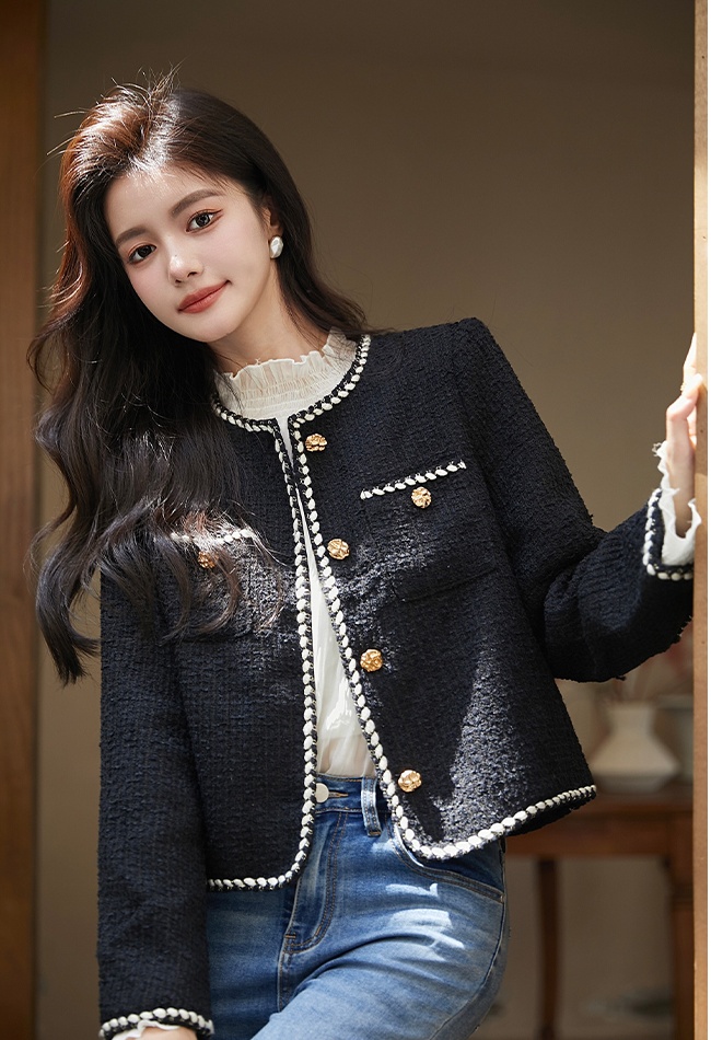 France style autumn tops black ladies coat for women